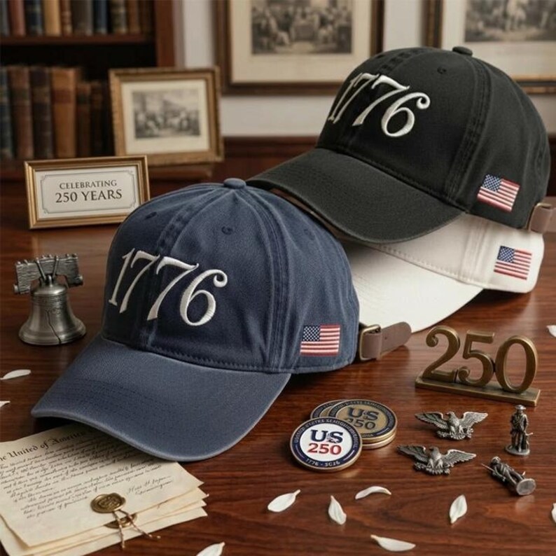 Hat Rack 1776 1776 Embroidered Hat, Patriotic American Flag Cap, USA Independence Day ...