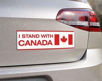 I Stand With Canada Car Magnet or Bumper Sticker, Canadian Flag Protest Decal, Canada Trade War, Gift for Canadians, Elbows Up Human Rights