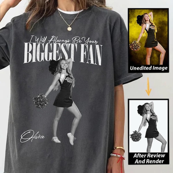 La tua maglietta personalizzata con foto, sarò sempre il tuo più grande fan, maglietta retrò bootleg lavata per gli amanti del calcio, la tua idea per un'immagine, a726Da1d