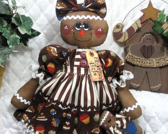 Primitive LARGE 21" MOTHER'S DaY ~ Gingerbread DoLL~ "GiNgErBrEaD HuGs!" ~ MaMa & BaBy Ginger"~~ SO AdOrAbLe!