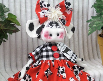 Primitive digital e-pattern #501~"Miss Lovey"~ 15" Cow Doll