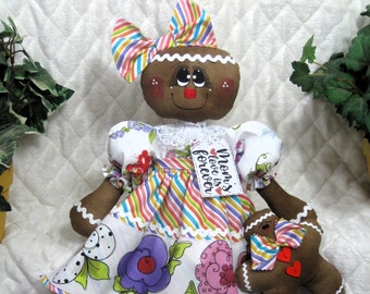 Primitive LARGE 21" MOTHER'S DaY ~ Gingerbread DoLL~ "GiNgErBrEaD HuGs!" ~ MaMa & BaBy Ginger"~~ SO AdOrAbLe!