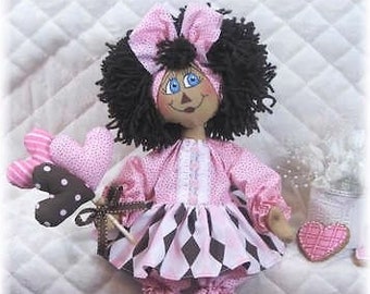 Primitive MAILED pattern~~ "Annie Claire"~~ 14" doll Raggedy Annie w/heart balloons~pattern #202