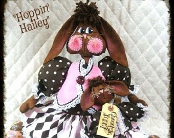 Primitive MAILED ~"HoPPiN HAiLeY"~ 19" Chocolate Bunny w/Baby ~ by Ginger Creek Crossing ~ PATTERN #253
