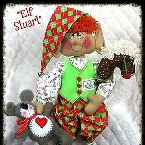 Primitive MAILED pattern "ELF STUART"~ 22" ChRiStMaS ElF DoLL! Doll Digital pattern #70