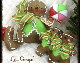 Primitive e-pattern "LoLLi-GiNgiE""~ Gingerbread Shelf Sitter with Babies~Doll Digital pattern #236