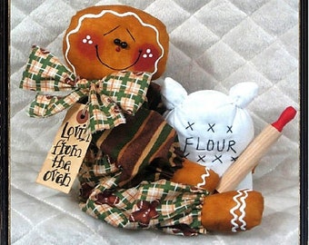 Primitive sewing e-pattern #393~"ShElF SiTTeR GiNgErBrEaD"~Digital, e-pattern, sitting doll~