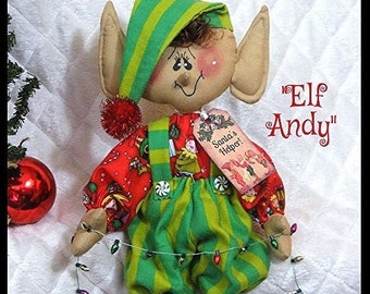 Primitive e-pattern sitting 14" "ELF ANDY"~Small ChRiStMaS ElF DoLL! Doll Digital pattern #313