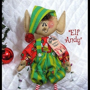 Primitive e-pattern sitting 14&quot; &quot;ELF ANDY&quot;~Small ChRiStMaS ElF DoLL! Doll Digital pattern #313