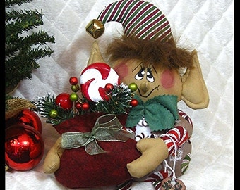 Primitive PATTERN Raggedy 15" "Elf Henry" w/sack of sweets!~PATTERN #314