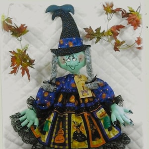 Pierwotny cyfrowy wzór elektroniczny nr 126~&quot;Batilda&quot;~ wzór do druku, Duża 29-calowa lalka czarownicy na Halloween