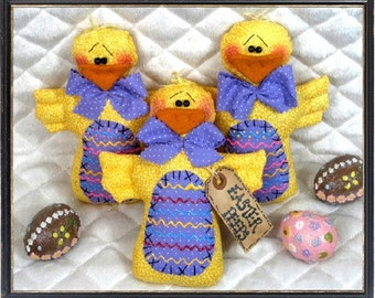 Primitive sewing EASTER e-pattern #241 ~ "Easter PEEPS Chicks"~ Ornies ~ bowl fillers ~ digital pattern~