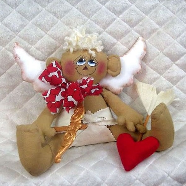 Primitive sewing e-pattern #~"VaLeNtiNe'S DaY ~ EvErYdAy Cupid ShElF SiTTeR"~Digital, e-pattern~