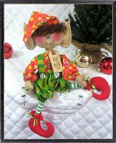 Primitive E-pattern Sitting 14" "elf Andy"~small Christmas Elf Doll ...