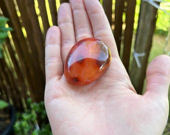 Carnelian Palm Stone | Polished Carnelian Crystal | Motivation and Confidence Stone | Healing Crystal for Energy, Creativity & Grounding