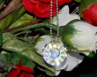 Sterling Silver Aurora Borealis Austrian Crystal Sunrise Necklace