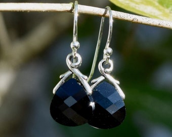 Sterling Silver Jet Black Premier Austrian Crystal Briolette Earrings