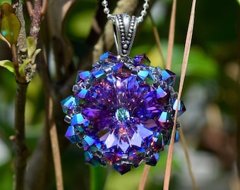 Sterling Silver Jazzy Violet Premier Austrian Crystal Rivoli Necklace