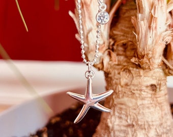 Sterling Silver Wavy Starfish Necklace