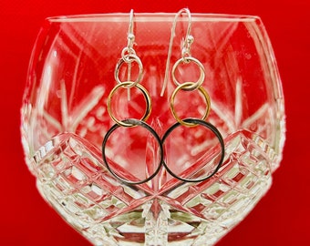 Sterling Dangling Circle  Multi - Color Earrings