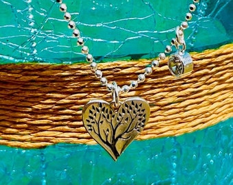 Sterling Tree of Life Heart Pendant Necklace