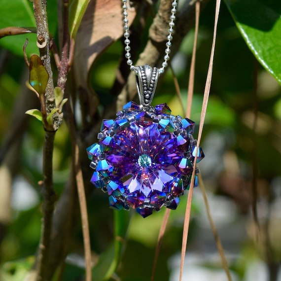 Sterling Silver Jazzy Violet Premier Austrian Crystal Rivoli Necklace