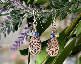 Sterling Silver Floral Dangle Earrings