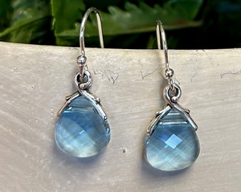 Sterling Premier Austrian Crystal Aquamarine Briolette Earrings