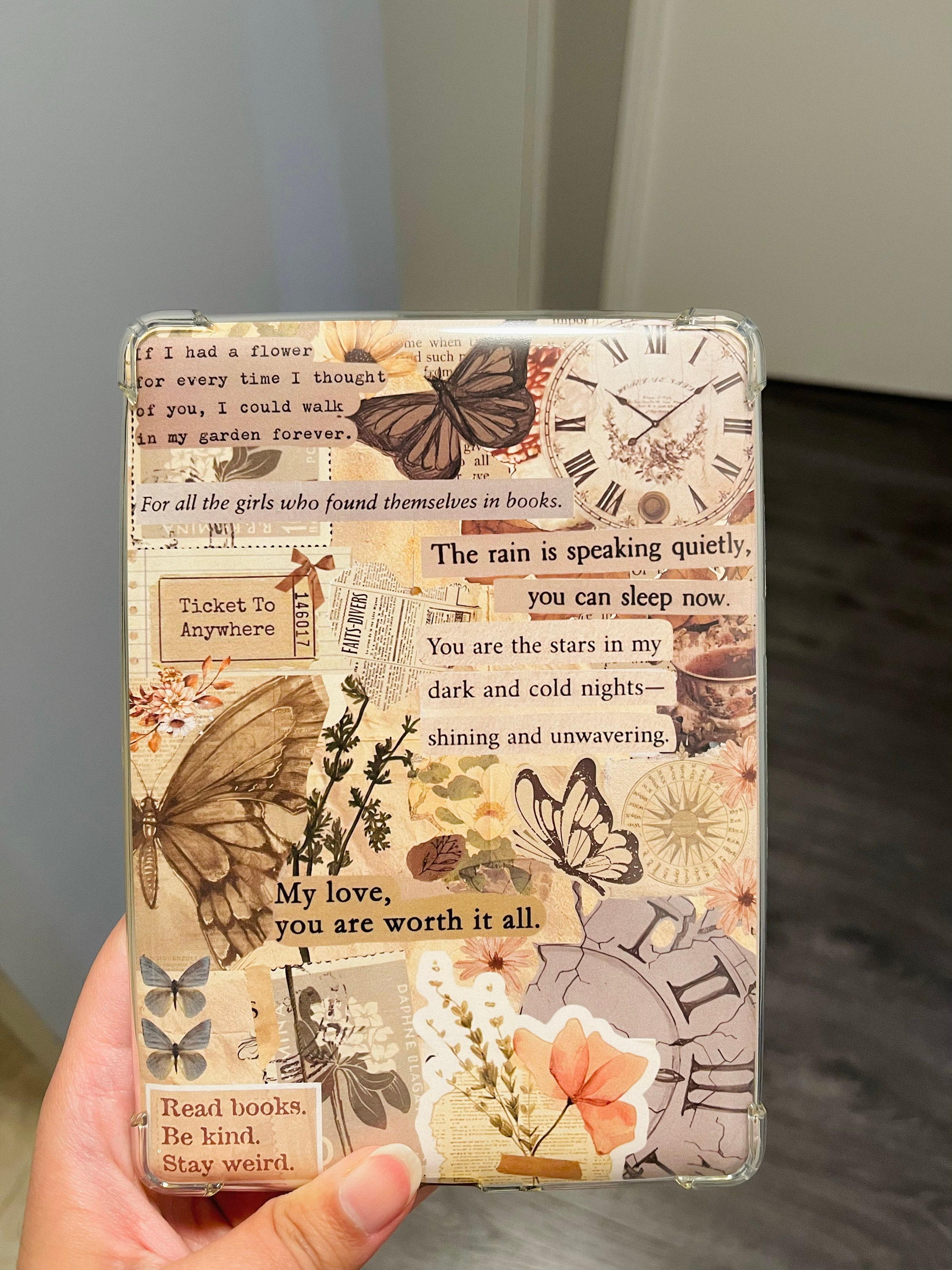 Kindle Insert for Clear Case, Vintage Book Theme, Kindle Skin, Bookish ...