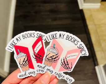 Dark Romance Books and Coffee sticker, Smut Bookish Sticker, Book Lover Gift, Dark Romantasy, Die Cut Sticker, Smut theme, Kindle Accessory
