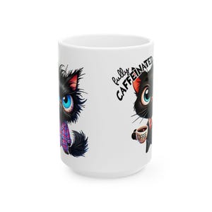 Cute Cat Themed Coffee Mug - Fully Caffeinated Feline Gift for Cat Lovers, Perfect for Birthdays, Mother&#39;s Day, and Everyday Use