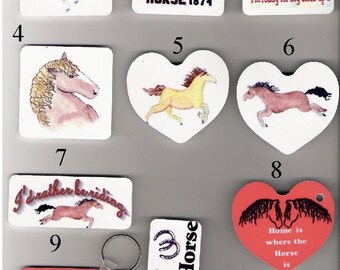 Plastic Key chain with Curly Horse photos