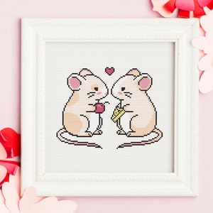 Сute little mice, cross stitch pattern, digital download, pdf file, + pdf for Pattern Keeper