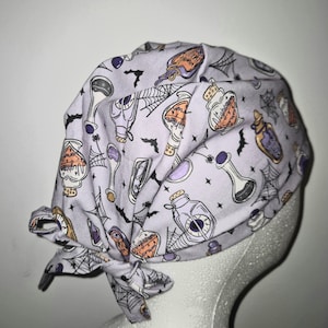 Surgical Theatre Scrub Hats Caps HALLOWEEN Potions Purple Surgeon Medical Doctors Nurses Vets Dentist Kitchen Hand Hats - COTTON