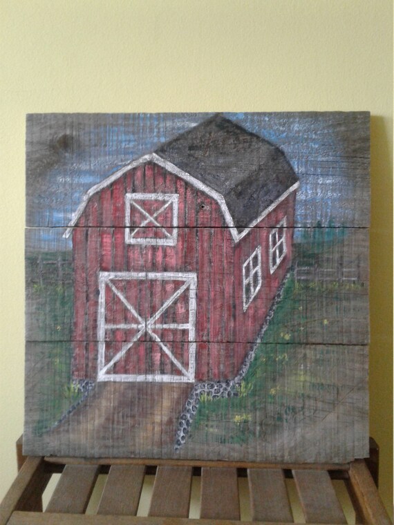 Pallet Wood Barn Painting Country Home Decor Farmhouse Wall Etsy
