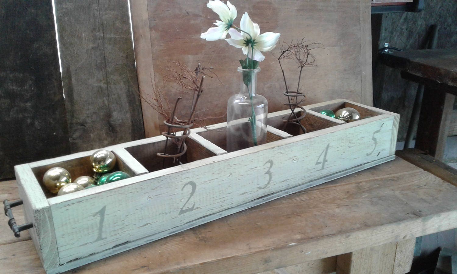 Long wood box for dining table farmhouse centerpiece country Etsy