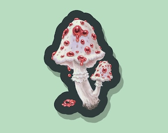 Autocollant en vinyle champignon fard à joues | le prince cruel | jude et cardan | jude duarte | les gens de l'air | stickers livresques | brillant