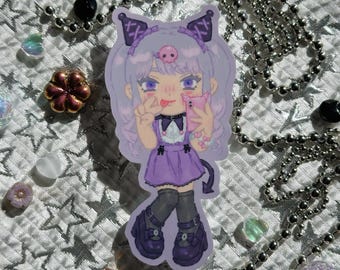 Vinyle Gothique Pastel Bunny Girl | Art chibi kawaii Jirai Kei | Cadeau anime mignon Otaku