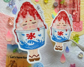 Autocollant en vinyle de couleur glace pilée Kakigori | Art chibi Les Munch Kins