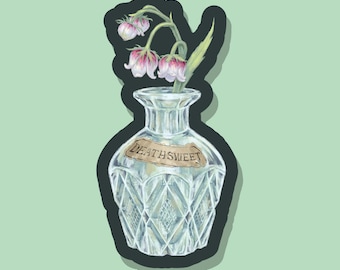 Vase doux-mort en vinyle autocollant | le prince cruel | jude et cardan | jude duarte | les gens de l'air | stickers livresques | autocollant brillant