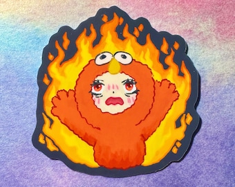 Sticker en vinyle Elmo en feu | Hellmo Meme | Mème drôle