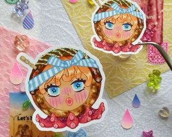 autocollant Takoyaki | Boule de pieuvre chibi, art culinaire anime