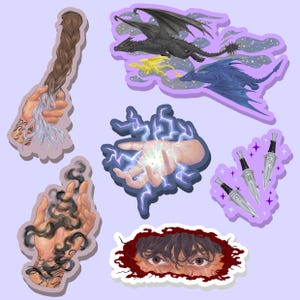 The Empyrean Vinyl Stickers Set | xaden and violet | tairn and andarna | fourth wing | iron flame | onyx storm | bookish stickers | dragons