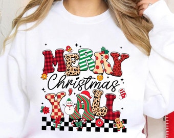 Merry Christmas Y&#39;all Sweatshirt, Merry Christmas Yall Sweat, Merry Christmas Hoodie, Merry And Bright, Cute Family Matching Xmas Sweaters