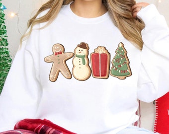 Gingerbread Cookies Christmas Sweatshirt, Holiday Xmas  Baker Crewneck Women Sweatshirt Gift,