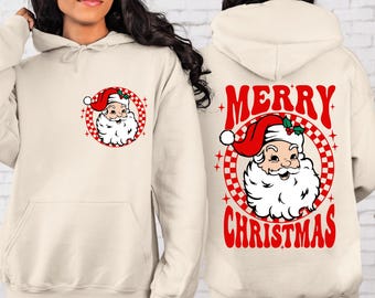 Retro Santa Christmas Hoodie: Front & Back Print
