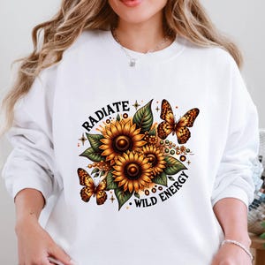 Sunflower Butterfly Shirt | Butterfly Tee, Sunflower Shirt, Floral Tshirt, Flowers Gift T-shirt, Botanical Tee, Flower Shirt