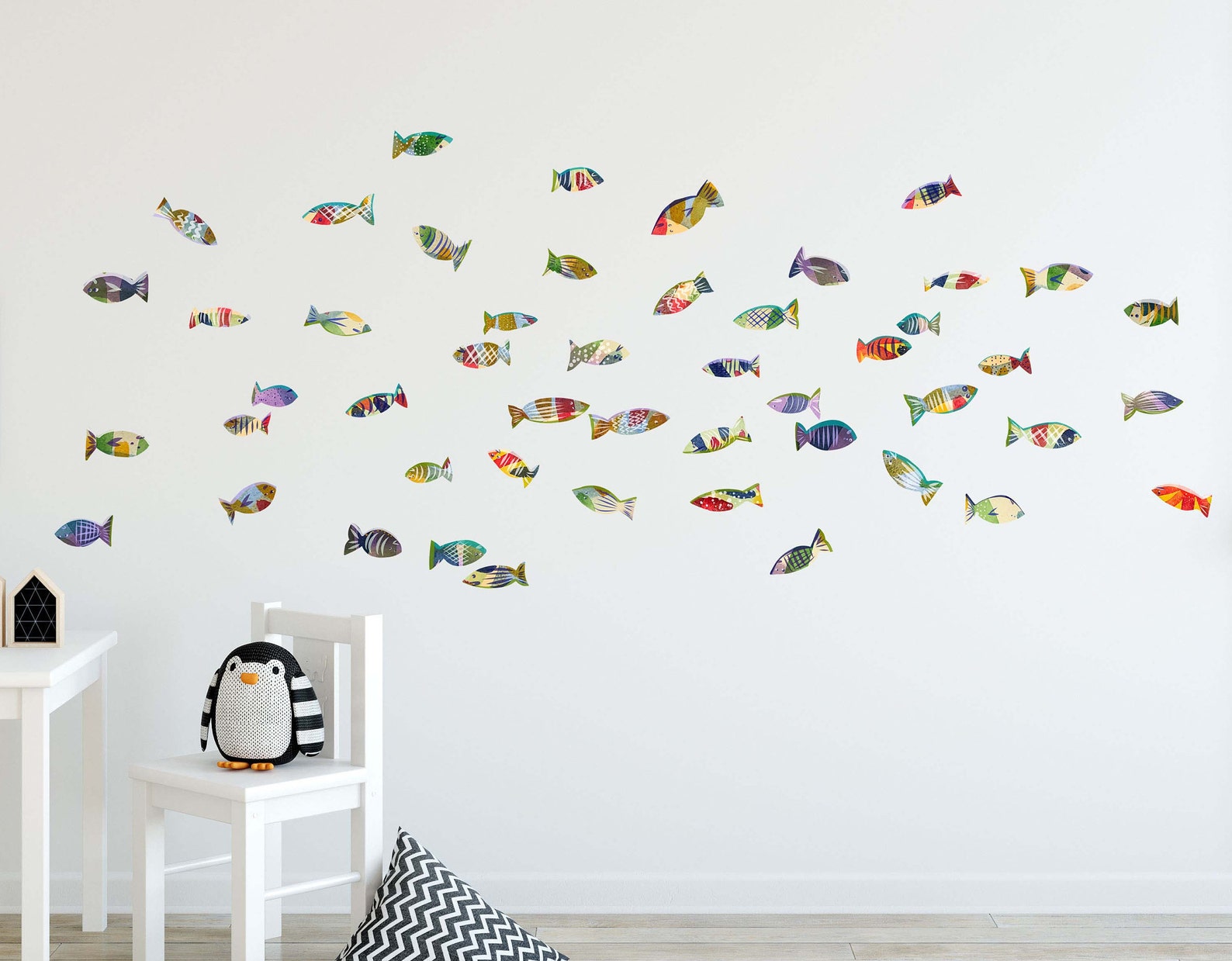 Fish Wall Decals Watercolor Patterned Fish Stickers Etsy