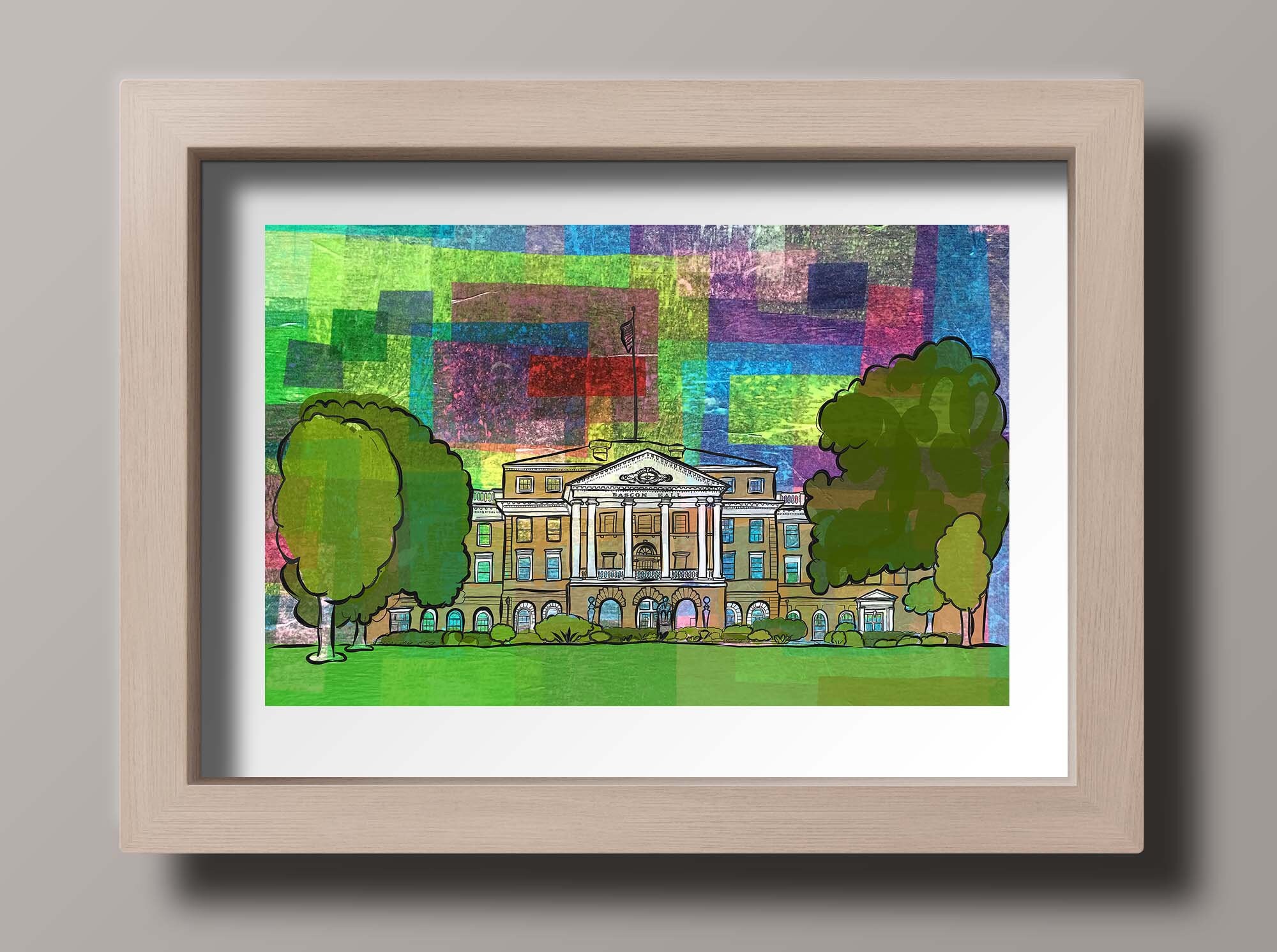 University of Wisconsin Wall Art, Madison Print, Hill Painting