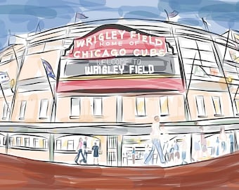 Wrigley Field Wall Art, Chicago Cubs Print, Unique Mother's or Father's Day Gift, Sports Wall Art, Gift for Baseball Fan